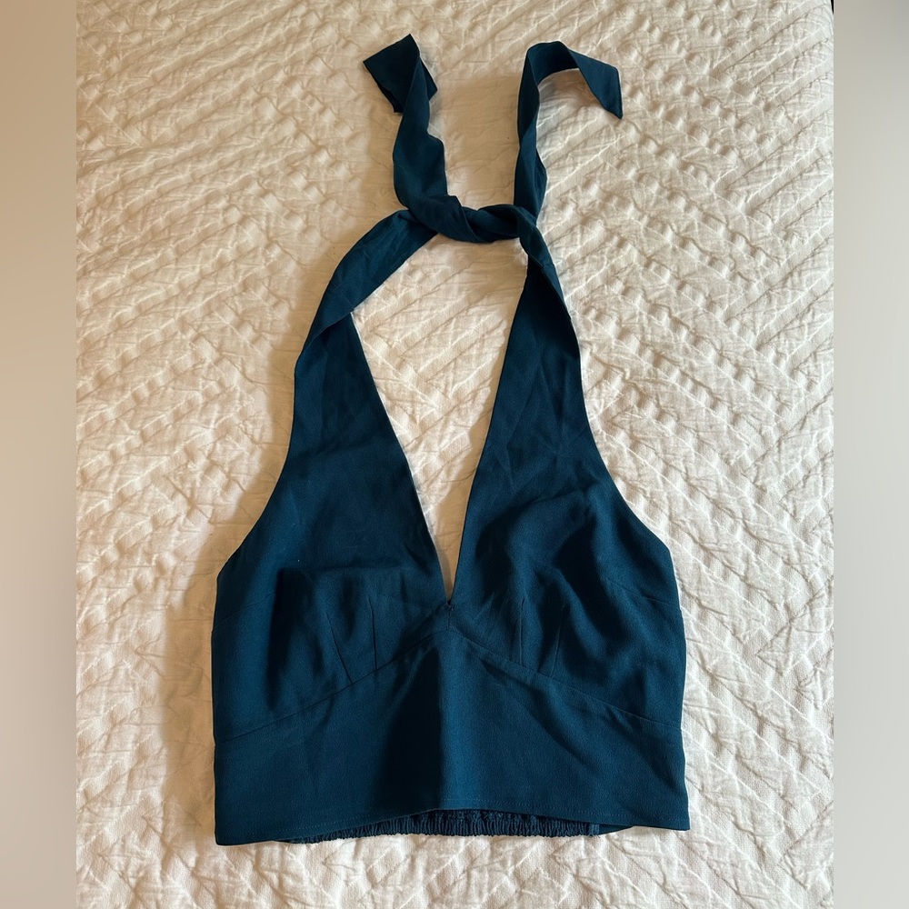 Abercrombie teal halter crop top